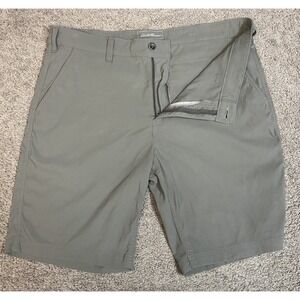 Eddie Bauer Travex Shorts Mens 38 Gray Nylon Chino Zip Pockets EUC hiking‎ 10"